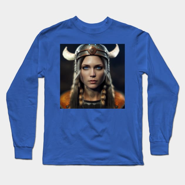 Viking Shield Maiden Long Sleeve T-Shirt by Grassroots Green